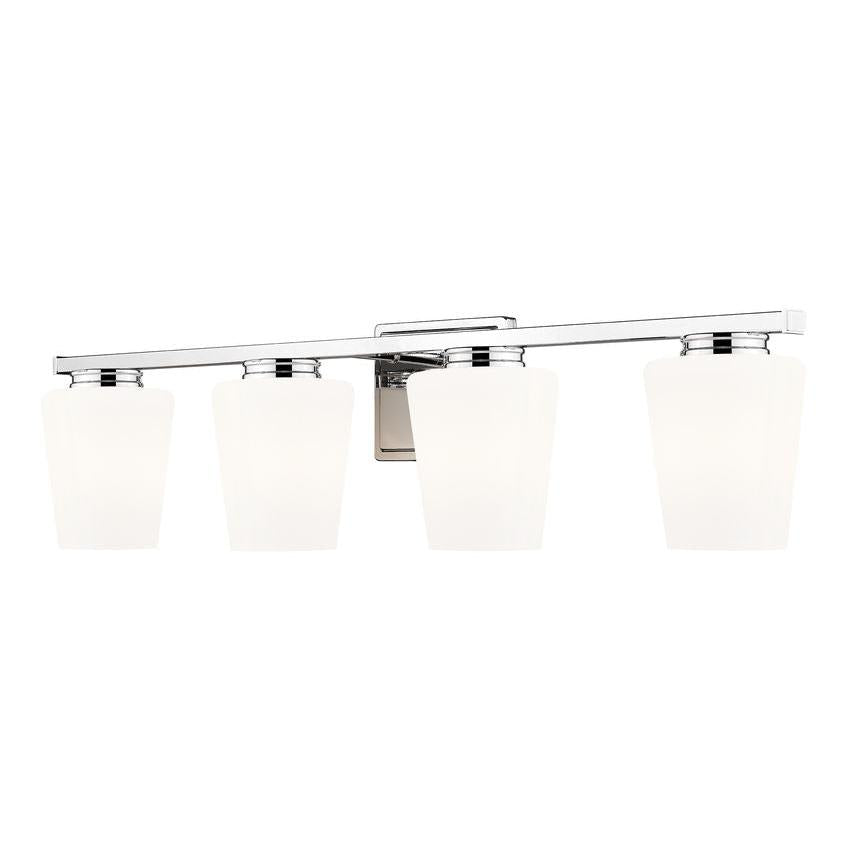 Z-Lite Nextra 32" 4-Light Chrome Steel Frame White Opal Glass Shade Vanity Light