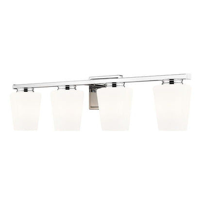 Z-Lite Nextra 32" 4-Light Chrome Steel Frame White Opal Glass Shade Vanity Light