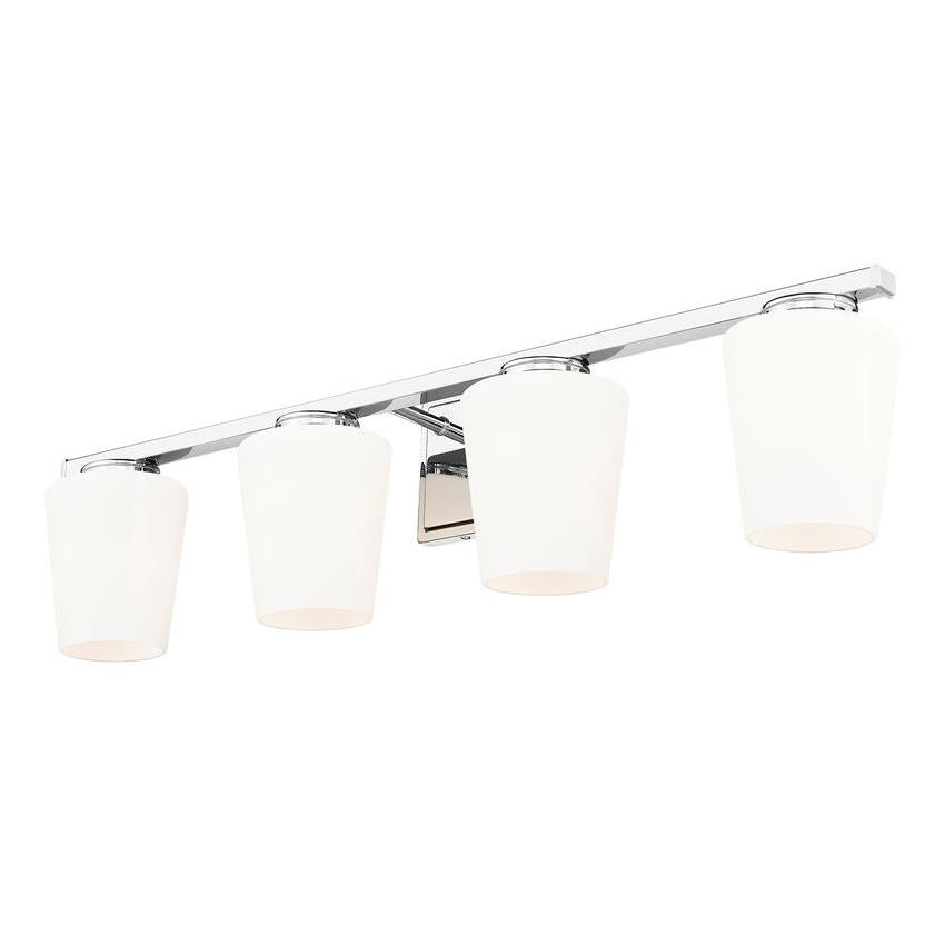 Z-Lite Nextra 32" 4-Light Chrome Steel Frame White Opal Glass Shade Vanity Light