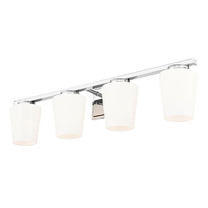 Z-Lite Nextra 32" 4-Light Chrome Steel Frame White Opal Glass Shade Vanity Light