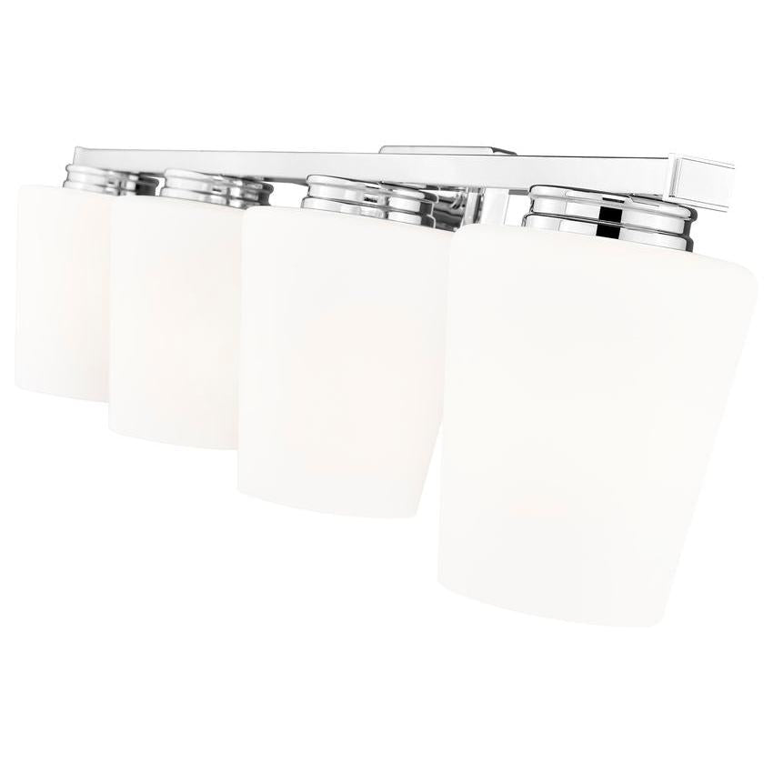 Z-Lite Nextra 32" 4-Light Chrome Steel Frame White Opal Glass Shade Vanity Light