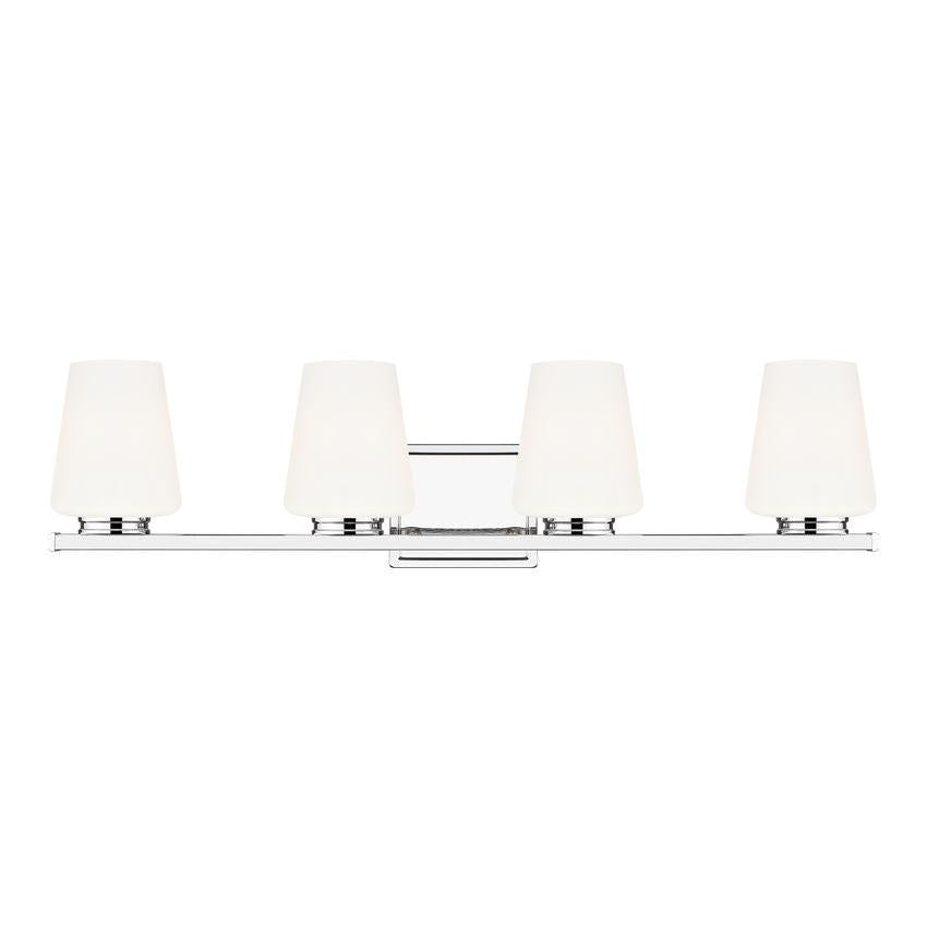 Z-Lite Nextra 32" 4-Light Chrome Steel Frame White Opal Glass Shade Vanity Light