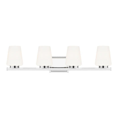 Z-Lite Nextra 32" 4-Light Chrome Steel Frame White Opal Glass Shade Vanity Light