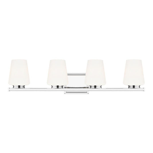 Z-Lite Nextra 32" 4-Light Chrome Steel Frame White Opal Glass Shade Vanity Light