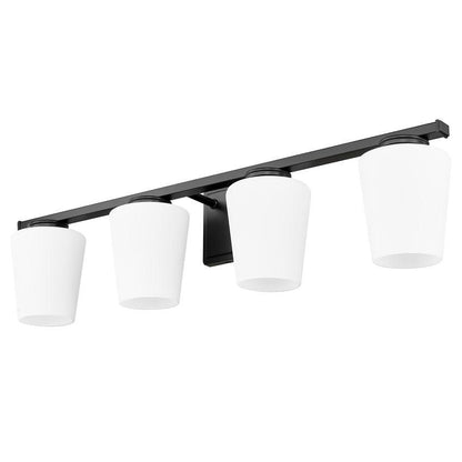 Z-Lite Nextra 32" 4-Light Matte Black Steel Frame White Opal Glass Shade Vanity Light