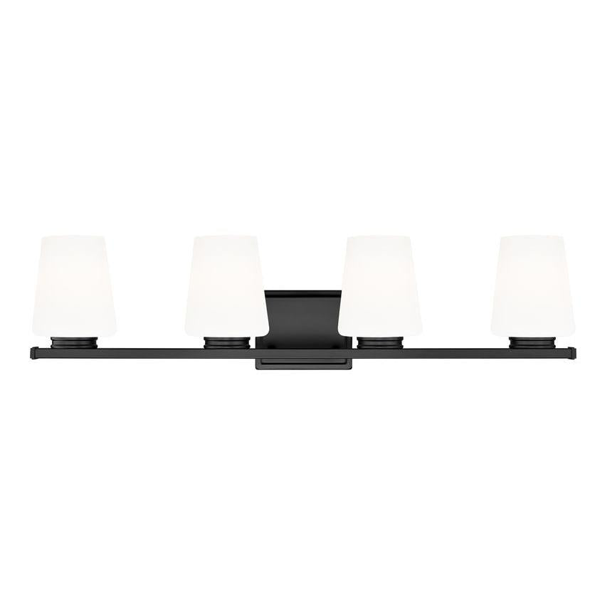 Z-Lite Nextra 32" 4-Light Matte Black Steel Frame White Opal Glass Shade Vanity Light