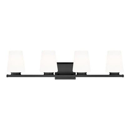 Z-Lite Nextra 32" 4-Light Matte Black Steel Frame White Opal Glass Shade Vanity Light