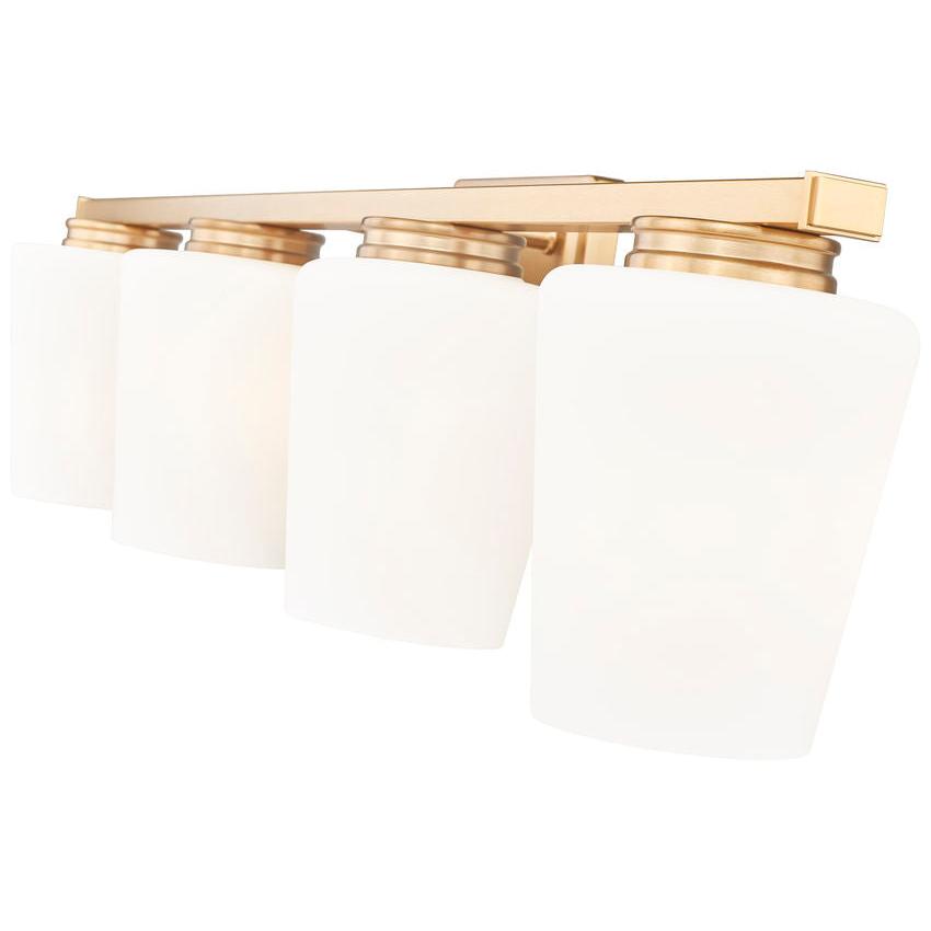 Z-Lite Nextra 32" 4-Light Modern Gold Steel Frame White Opal Glass Shade Vanity Light