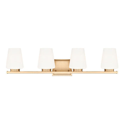 Z-Lite Nextra 32" 4-Light Modern Gold Steel Frame White Opal Glass Shade Vanity Light