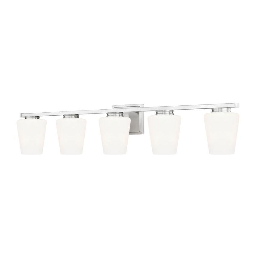Z-Lite Nextra 42" 5-Light Brushed Nickel Steel Frame White Opal Glass Shade Vanity Light