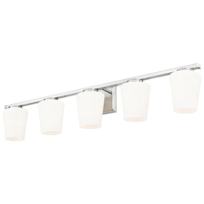 Z-Lite Nextra 42" 5-Light Brushed Nickel Steel Frame White Opal Glass Shade Vanity Light