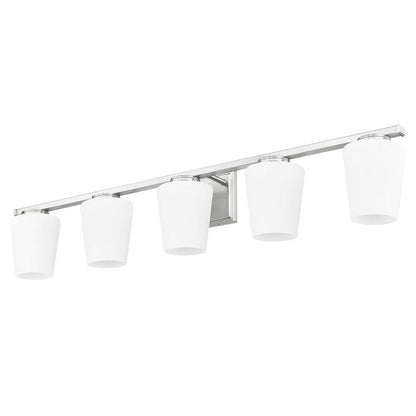 Z-Lite Nextra 42" 5-Light Brushed Nickel Steel Frame White Opal Glass Shade Vanity Light
