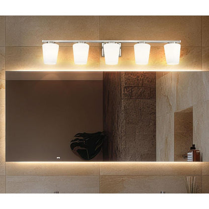 Z-Lite Nextra 42" 5-Light Brushed Nickel Steel Frame White Opal Glass Shade Vanity Light