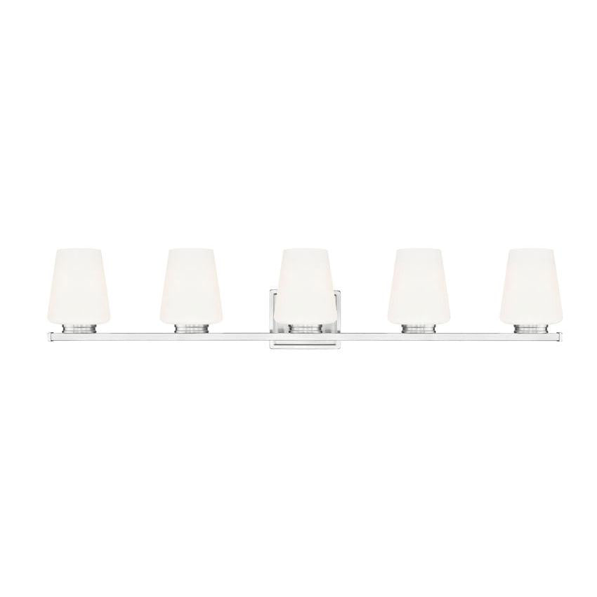 Z-Lite Nextra 42" 5-Light Brushed Nickel Steel Frame White Opal Glass Shade Vanity Light