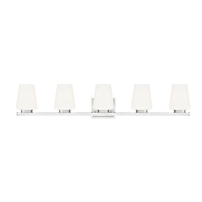 Z-Lite Nextra 42" 5-Light Brushed Nickel Steel Frame White Opal Glass Shade Vanity Light