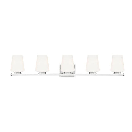 Z-Lite Nextra 42" 5-Light Brushed Nickel Steel Frame White Opal Glass Shade Vanity Light