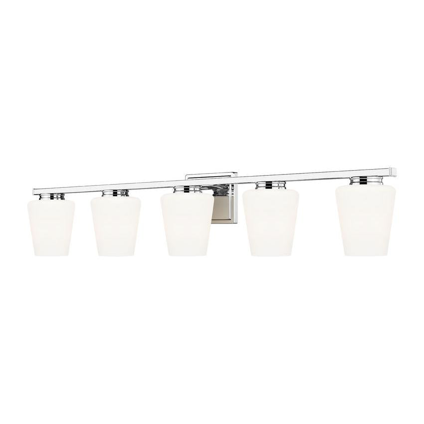 Z-Lite Nextra 42" 5-Light Chrome Steel Frame White Opal Glass Shade Vanity Light