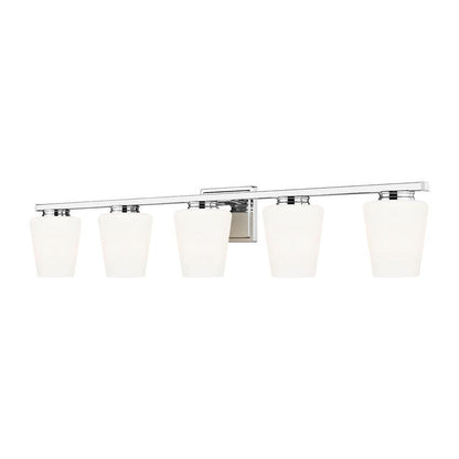 Z-Lite Nextra 42" 5-Light Chrome Steel Frame White Opal Glass Shade Vanity Light