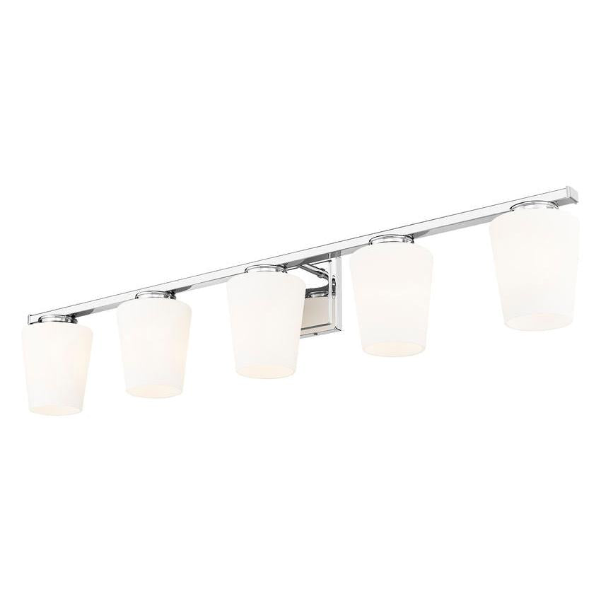 Z-Lite Nextra 42" 5-Light Chrome Steel Frame White Opal Glass Shade Vanity Light