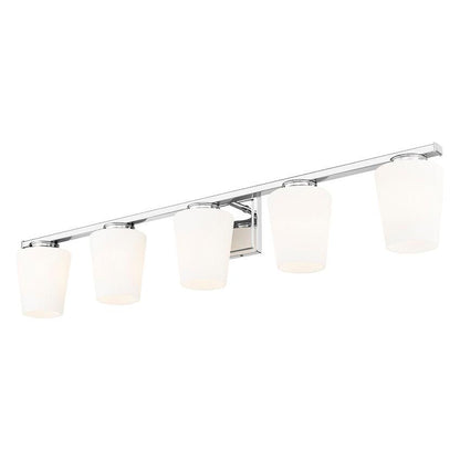 Z-Lite Nextra 42" 5-Light Chrome Steel Frame White Opal Glass Shade Vanity Light