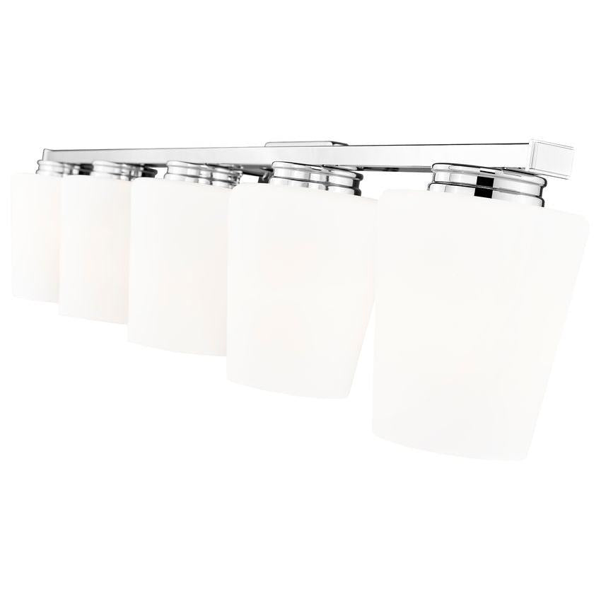Z-Lite Nextra 42" 5-Light Chrome Steel Frame White Opal Glass Shade Vanity Light