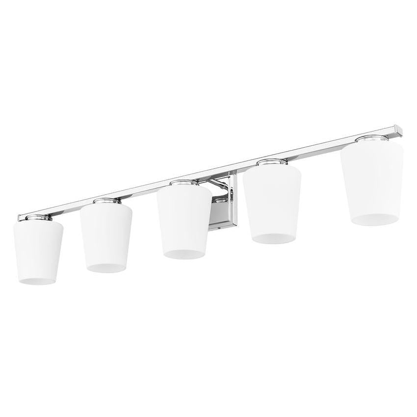 Z-Lite Nextra 42" 5-Light Chrome Steel Frame White Opal Glass Shade Vanity Light