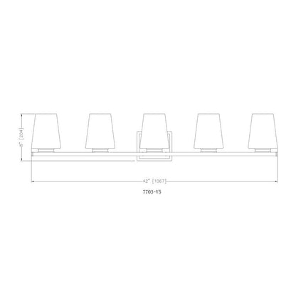 Z-Lite Nextra 42" 5-Light Chrome Steel Frame White Opal Glass Shade Vanity Light