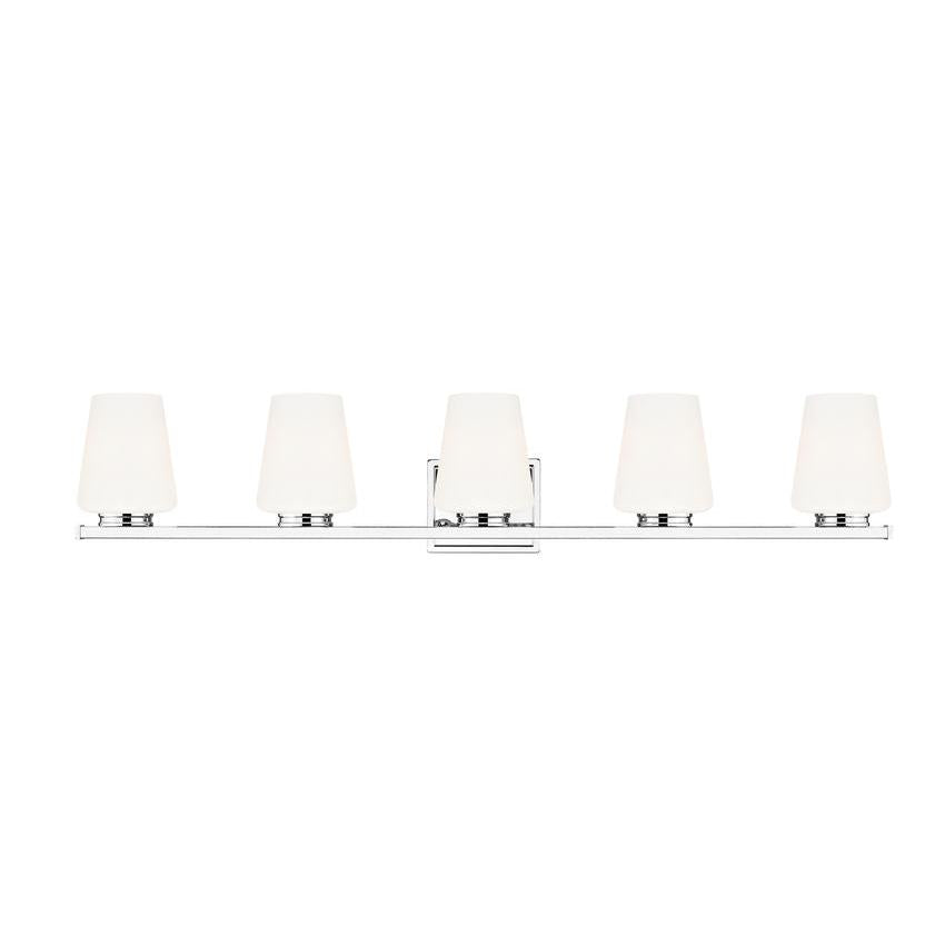 Z-Lite Nextra 42" 5-Light Chrome Steel Frame White Opal Glass Shade Vanity Light