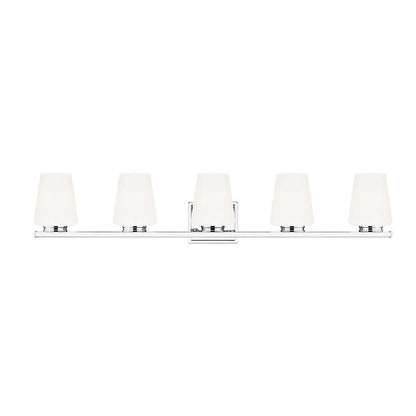 Z-Lite Nextra 42" 5-Light Chrome Steel Frame White Opal Glass Shade Vanity Light