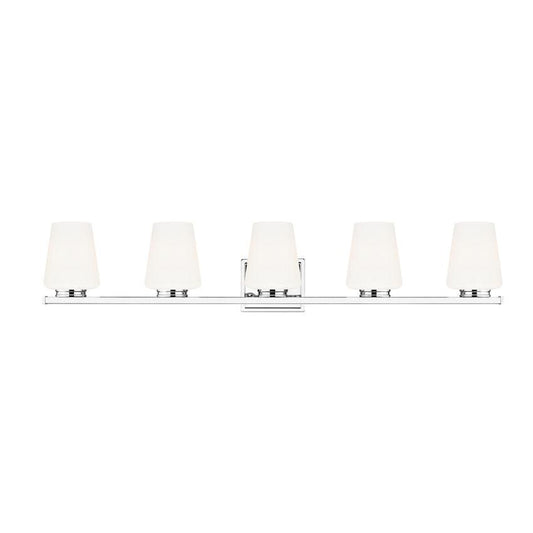 Z-Lite Nextra 42" 5-Light Chrome Steel Frame White Opal Glass Shade Vanity Light