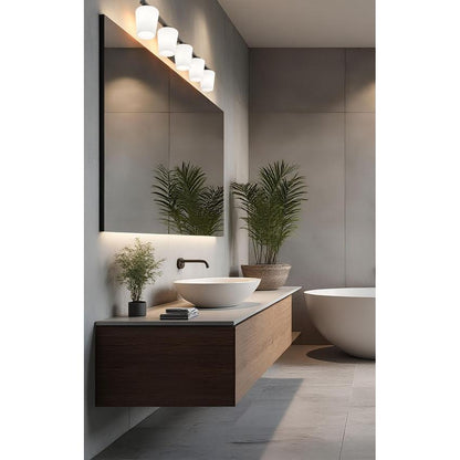 Z-Lite Nextra 42" 5-Light Matte Black Steel Frame White Opal Glass Shade Vanity Light