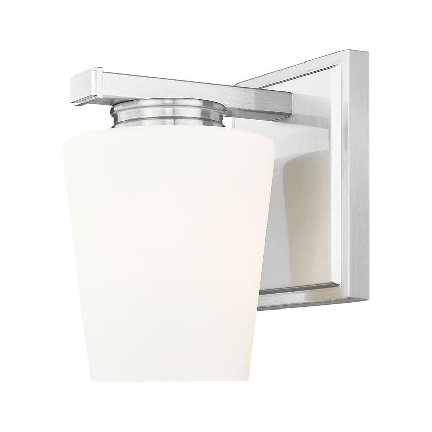 Z-Lite Nextra 5" 1-Light Brushed Nickel Steel Frame White Opal Glass Shade Wall Sconce