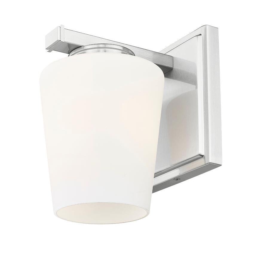 Z-Lite Nextra 5" 1-Light Brushed Nickel Steel Frame White Opal Glass Shade Wall Sconce