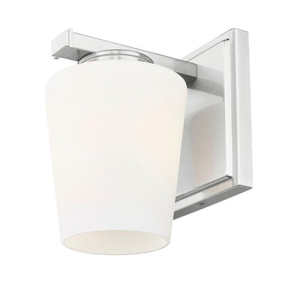 Z-Lite Nextra 5" 1-Light Brushed Nickel Steel Frame White Opal Glass Shade Wall Sconce
