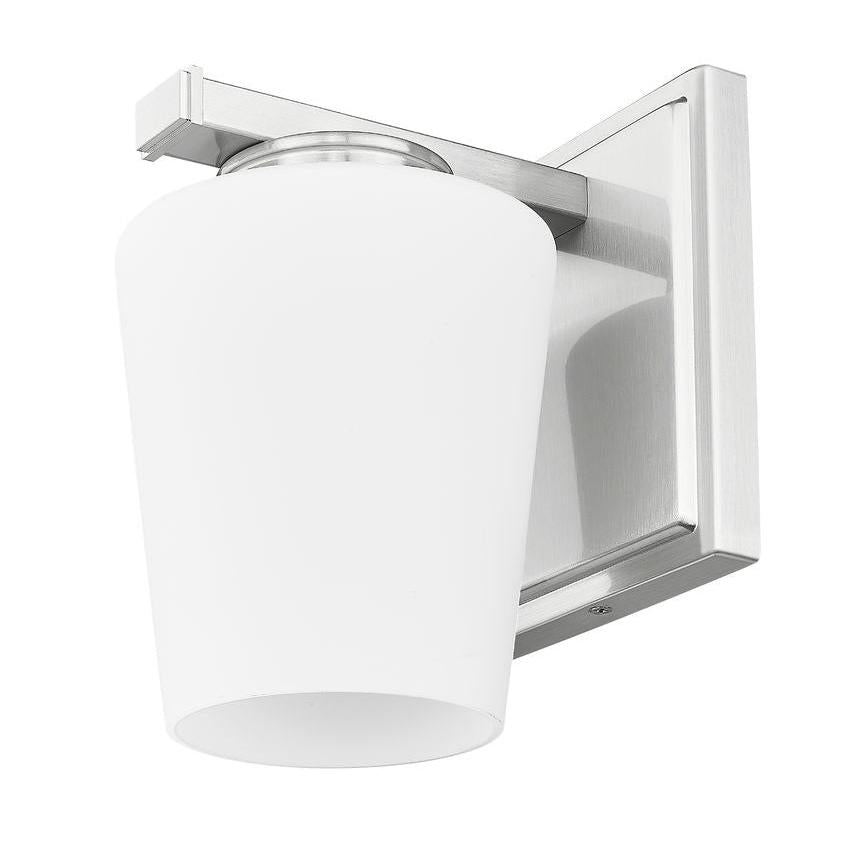 Z-Lite Nextra 5" 1-Light Brushed Nickel Steel Frame White Opal Glass Shade Wall Sconce