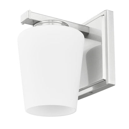 Z-Lite Nextra 5" 1-Light Brushed Nickel Steel Frame White Opal Glass Shade Wall Sconce