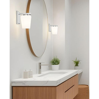 Z-Lite Nextra 5" 1-Light Chrome Steel Frame White Opal Glass Shade Wall Sconce