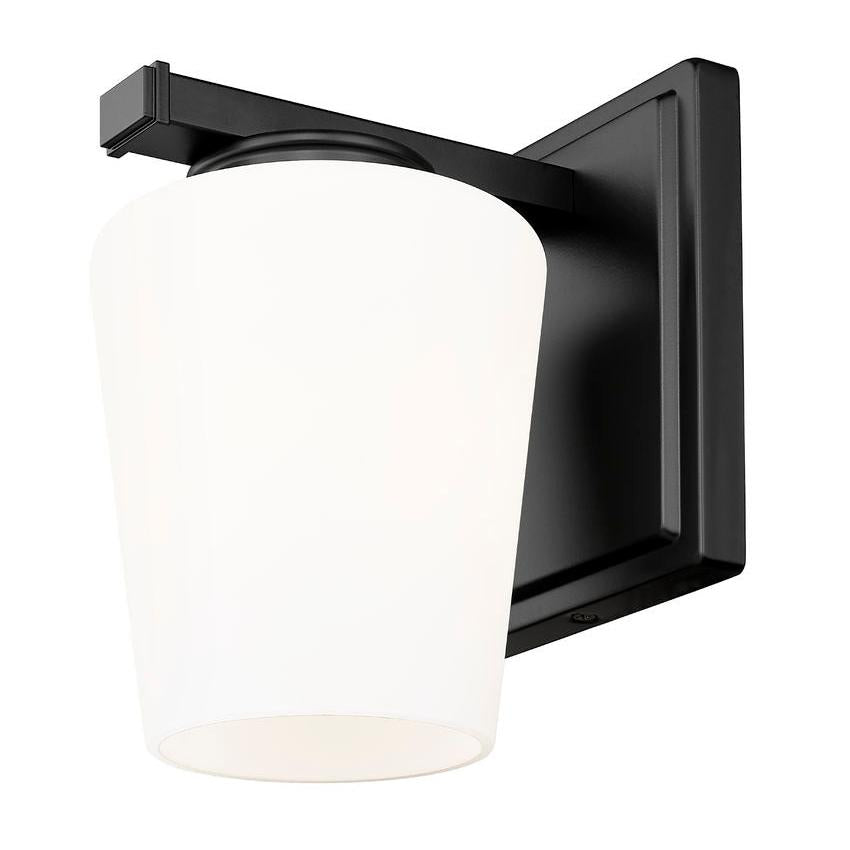 Z-Lite Nextra 5" 1-Light Matte Black Steel Frame White Opal Glass Shade Wall Sconce