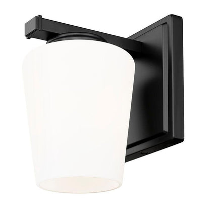 Z-Lite Nextra 5" 1-Light Matte Black Steel Frame White Opal Glass Shade Wall Sconce