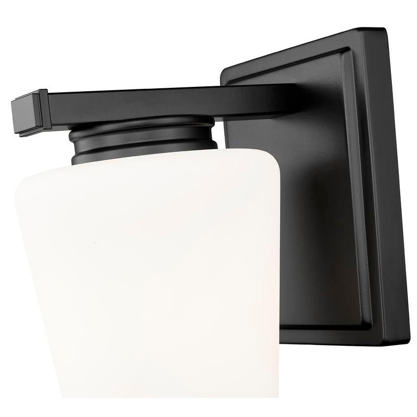 Z-Lite Nextra 5" 1-Light Matte Black Steel Frame White Opal Glass Shade Wall Sconce