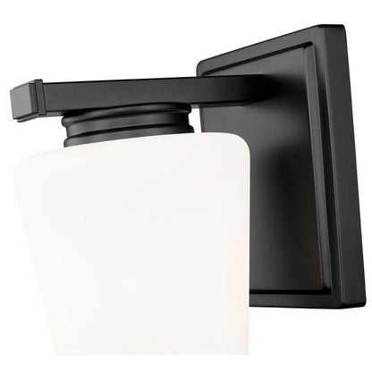 Z-Lite Nextra 5" 1-Light Matte Black Steel Frame White Opal Glass Shade Wall Sconce