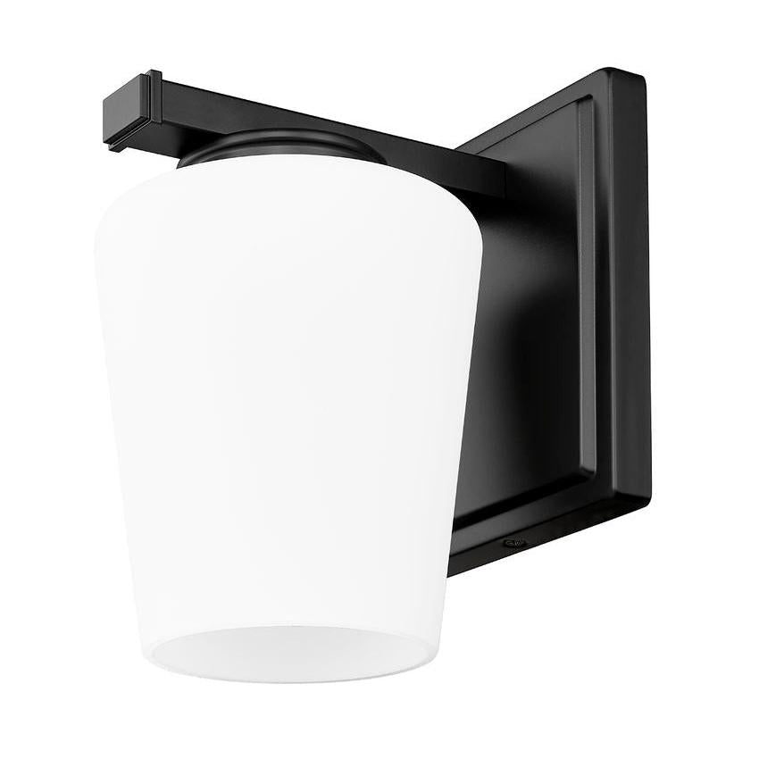Z-Lite Nextra 5" 1-Light Matte Black Steel Frame White Opal Glass Shade Wall Sconce