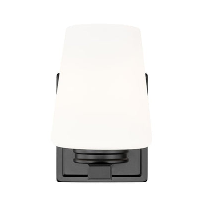 Z-Lite Nextra 5" 1-Light Matte Black Steel Frame White Opal Glass Shade Wall Sconce