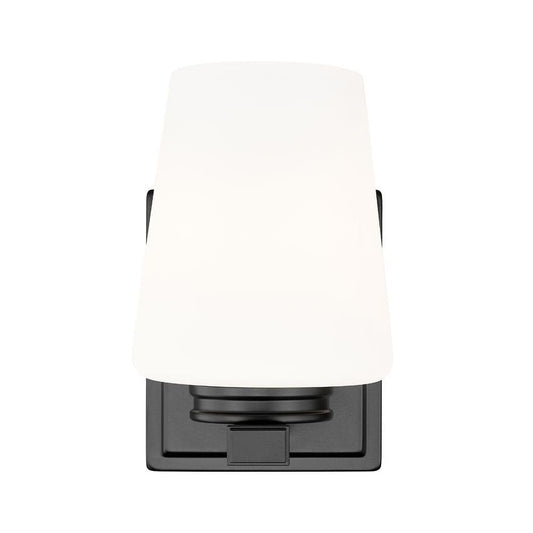 Z-Lite Nextra 5" 1-Light Matte Black Steel Frame White Opal Glass Shade Wall Sconce