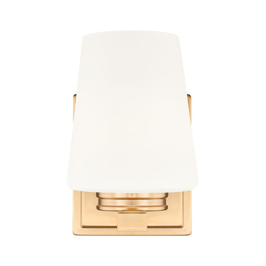 Z-Lite Nextra 5" 1-Light Modern Gold Steel Frame White Opal Glass Shade Wall Sconce