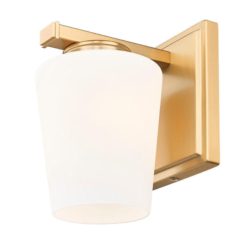 Z-Lite Nextra 5" 1-Light Modern Gold Steel Frame White Opal Glass Shade Wall Sconce