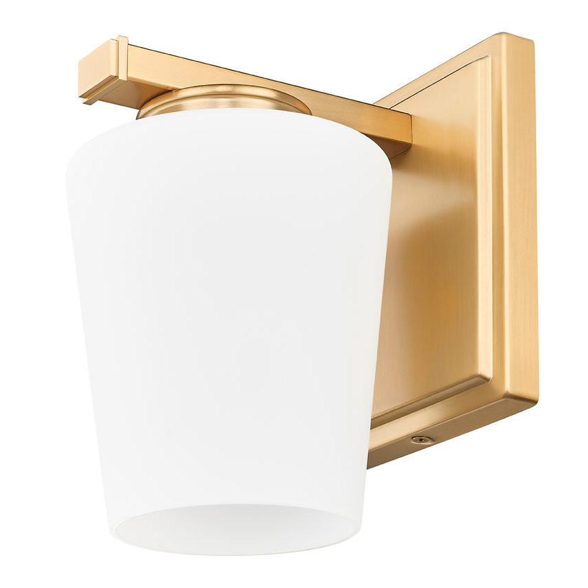Z-Lite Nextra 5" 1-Light Modern Gold Steel Frame White Opal Glass Shade Wall Sconce