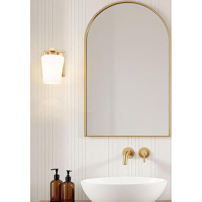 Z-Lite Nextra 5" 1-Light Modern Gold Steel Frame White Opal Glass Shade Wall Sconce