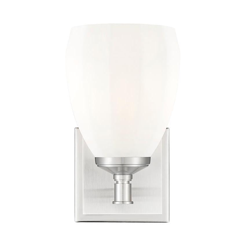 Z-Lite Oren 1-Light Medium Bulb Base Brushed Nickel Steel Frame Matte Opal Glass Shade Vanity Light