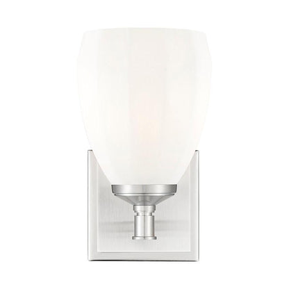 Z-Lite Oren 1-Light Medium Bulb Base Brushed Nickel Steel Frame Matte Opal Glass Shade Vanity Light